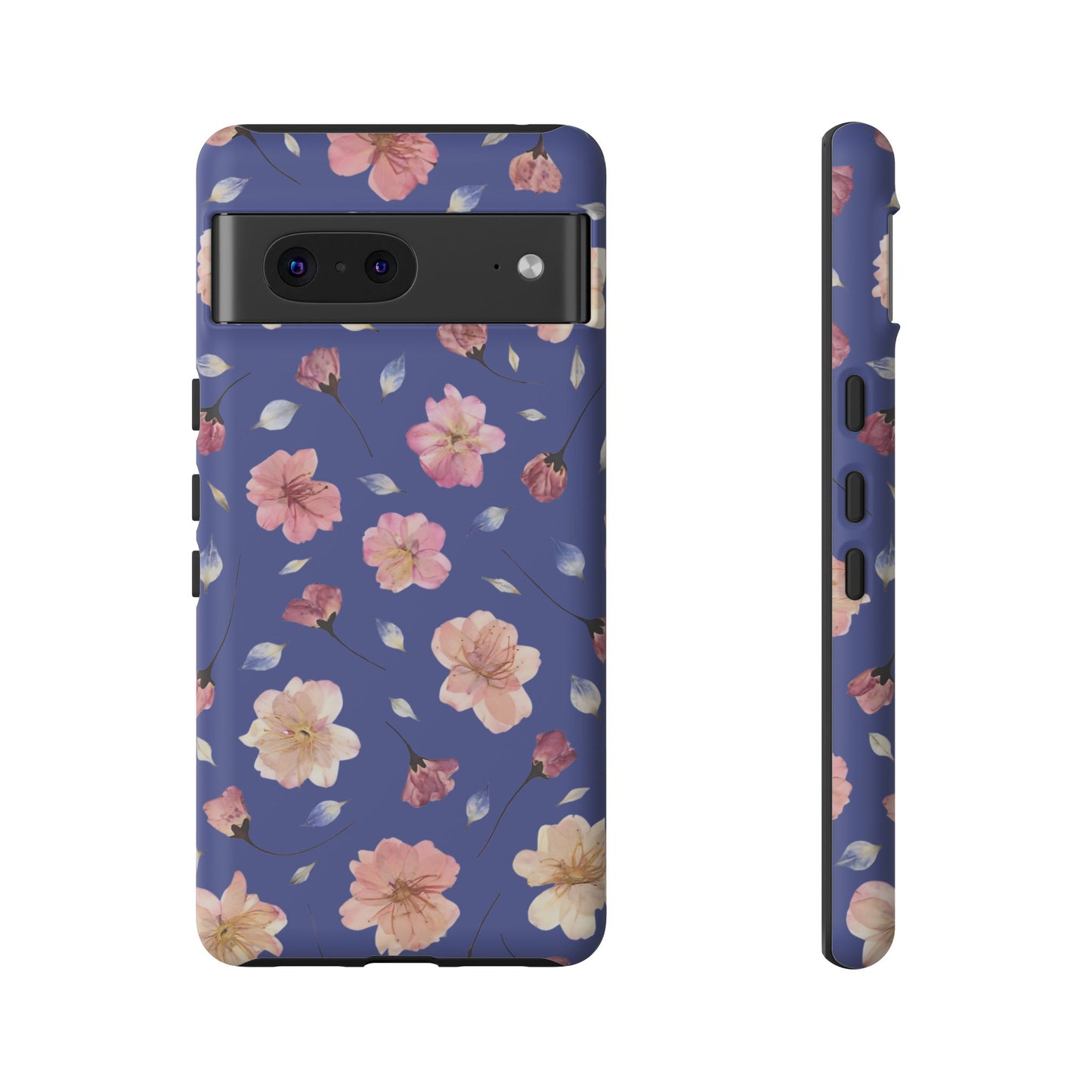 Coque Téléphone Samsung, iPhone & Google Pixel Renforcée Mate – Design Floral Fleurs de Cerisier sur Fond Bleu Encre | Protection Antichoc | Idée Cadeau Pour Elle