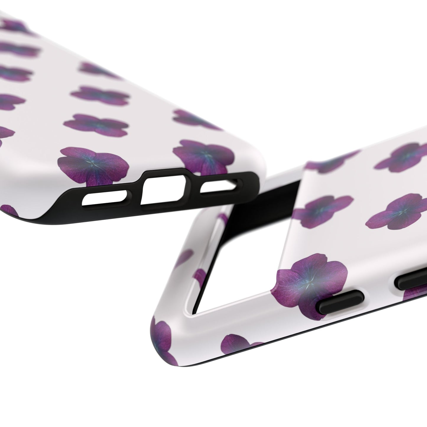 Coque Téléphone Samsung, iPhone & Google Pixel Renforcée Mate – Design Floral Epuré Fleurs de Hortensia sur Fond Blanc Perlé | Protection Antichoc | Idée Cadeau Anniversaire