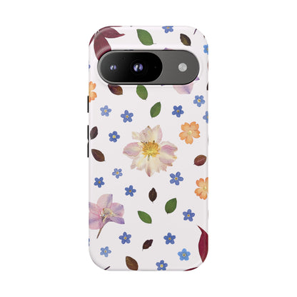 Coque Téléphone Samsung, iPhone & Google Pixel Renforcée Mate – Design Floral Féminin sur Fond Blanc Perlé | Protection Antichoc | Idée Cadeau Anniverssaire