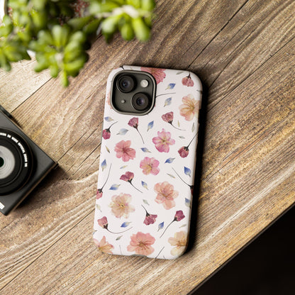 Coque Téléphone Samsung, iPhone & Google Pixel Renforcée Mate – Design Floral Fleurs de Cerisier sur Fond Blanc Poudré | Protection Antichoc | Idée Cadeau Femme