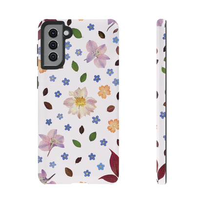 Coque Téléphone Samsung, iPhone & Google Pixel Renforcée Mate – Design Floral Féminin sur Fond Blanc Perlé | Protection Antichoc | Idée Cadeau Anniverssaire
