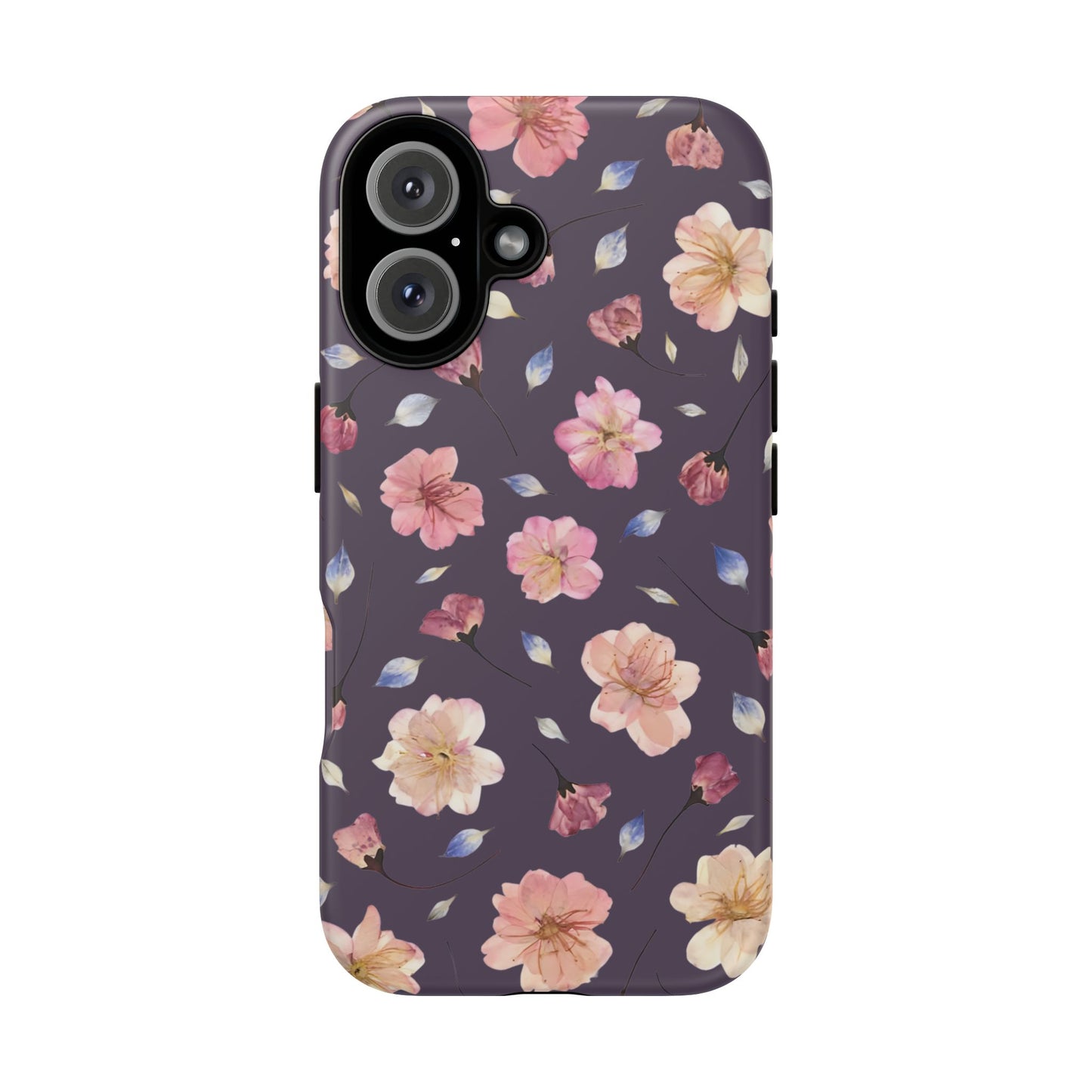 Coque Téléphone Samsung, iPhone & Google Pixel Renforcée Mate – Design Floral Fleurs de Cerisier sur Fond Couleur Prune | Protection Antichoc | Idée Cadeau Femme