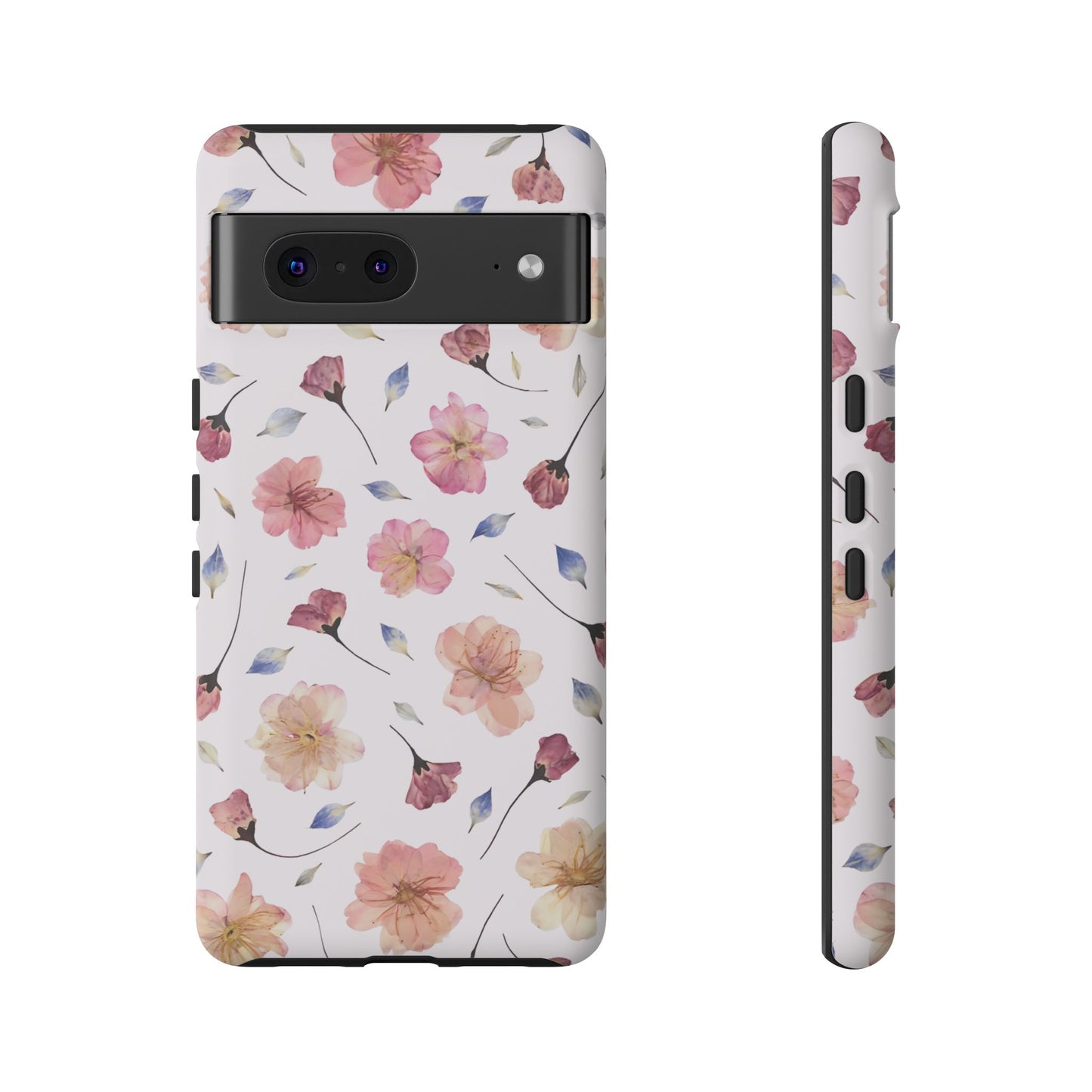 Coque Téléphone Samsung, iPhone & Google Pixel Renforcée Mate – Design Floral Fleurs de Cerisier sur Fond Blanc Poudré | Protection Antichoc | Idée Cadeau Femme