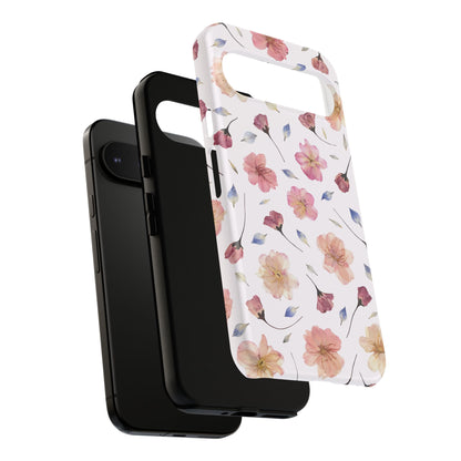 Coque Téléphone Samsung, iPhone & Google Pixel Renforcée Mate – Design Floral Fleurs de Cerisier sur Fond Blanc Poudré | Protection Antichoc | Idée Cadeau Femme