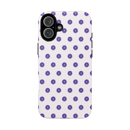 Coque Téléphone Samsung, iPhone & Google Pixel Renforcée Mate – Design Botanique Epuré Fleurs de Primevère sur Fond Blanc Perlé | Protection Antichoc | Idée Cadeau Femme