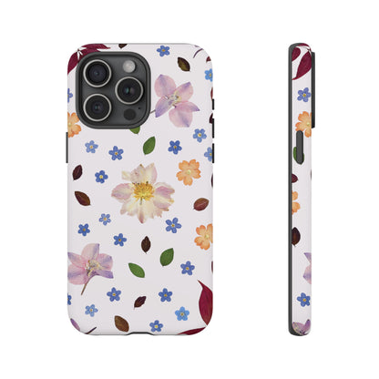 Coque Téléphone Samsung, iPhone & Google Pixel Renforcée Mate – Design Floral Féminin sur Fond Blanc Perlé | Protection Antichoc | Idée Cadeau Anniverssaire