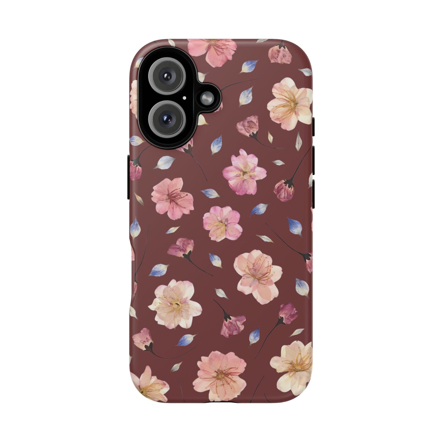 Coque Téléphone Samsung, iPhone & Google Pixel Renforcée Mate – Design Floral Fleurs de Cerisier sur Fond Bordeaux | Protection Antichoc | Idée Cadeau Pour Elle
