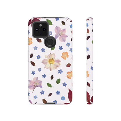 Coque Téléphone Samsung, iPhone & Google Pixel Renforcée Mate – Design Floral Féminin sur Fond Blanc Perlé | Protection Antichoc | Idée Cadeau Anniverssaire