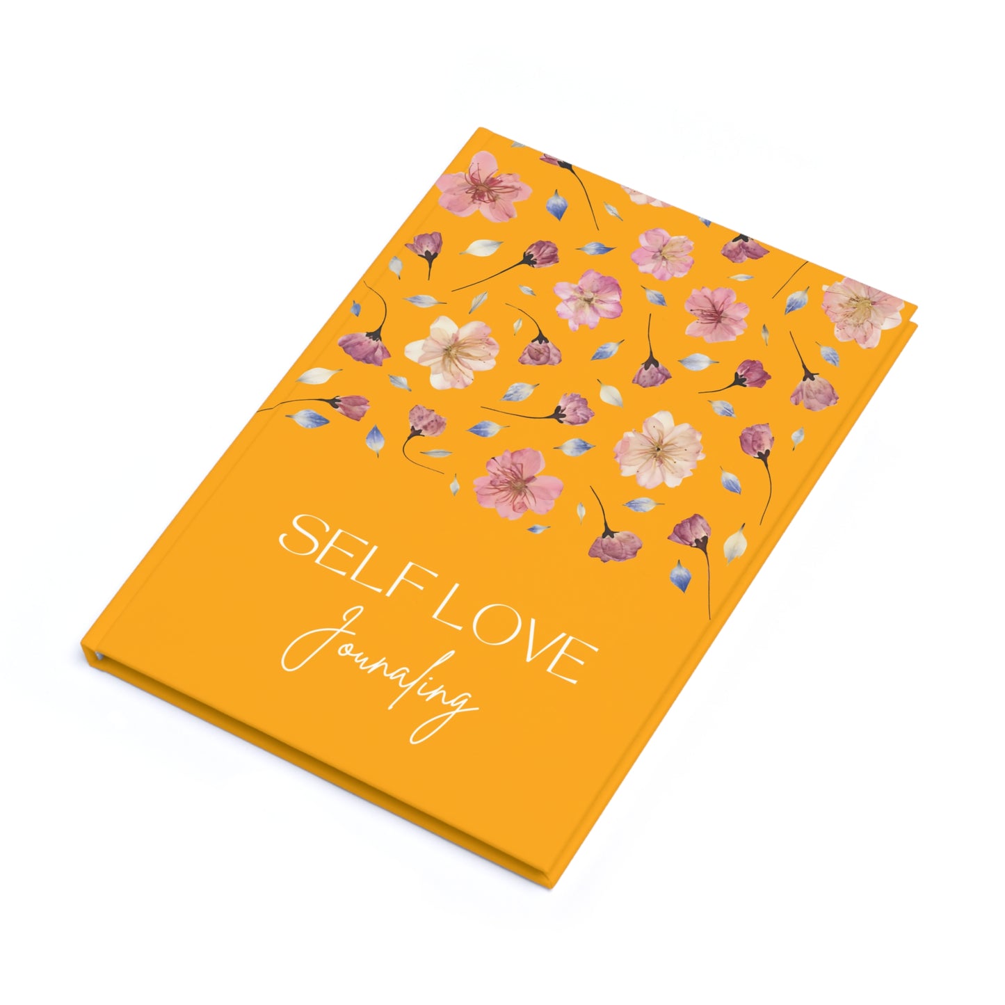 Carnet de Self Love Journaling Floral | Journal Intime "Amour de Soi" et Bien-être au Quotidien | Couverture Couleur Orange Safrané