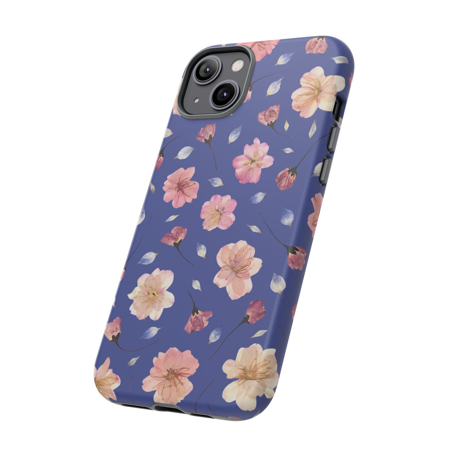 Coque Téléphone Samsung, iPhone & Google Pixel Renforcée Mate – Design Floral Fleurs de Cerisier sur Fond Bleu Encre | Protection Antichoc | Idée Cadeau Pour Elle