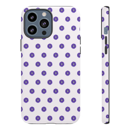 Coque Téléphone Samsung, iPhone & Google Pixel Renforcée Mate – Design Botanique Epuré Fleurs de Primevère sur Fond Blanc Perlé | Protection Antichoc | Idée Cadeau Femme