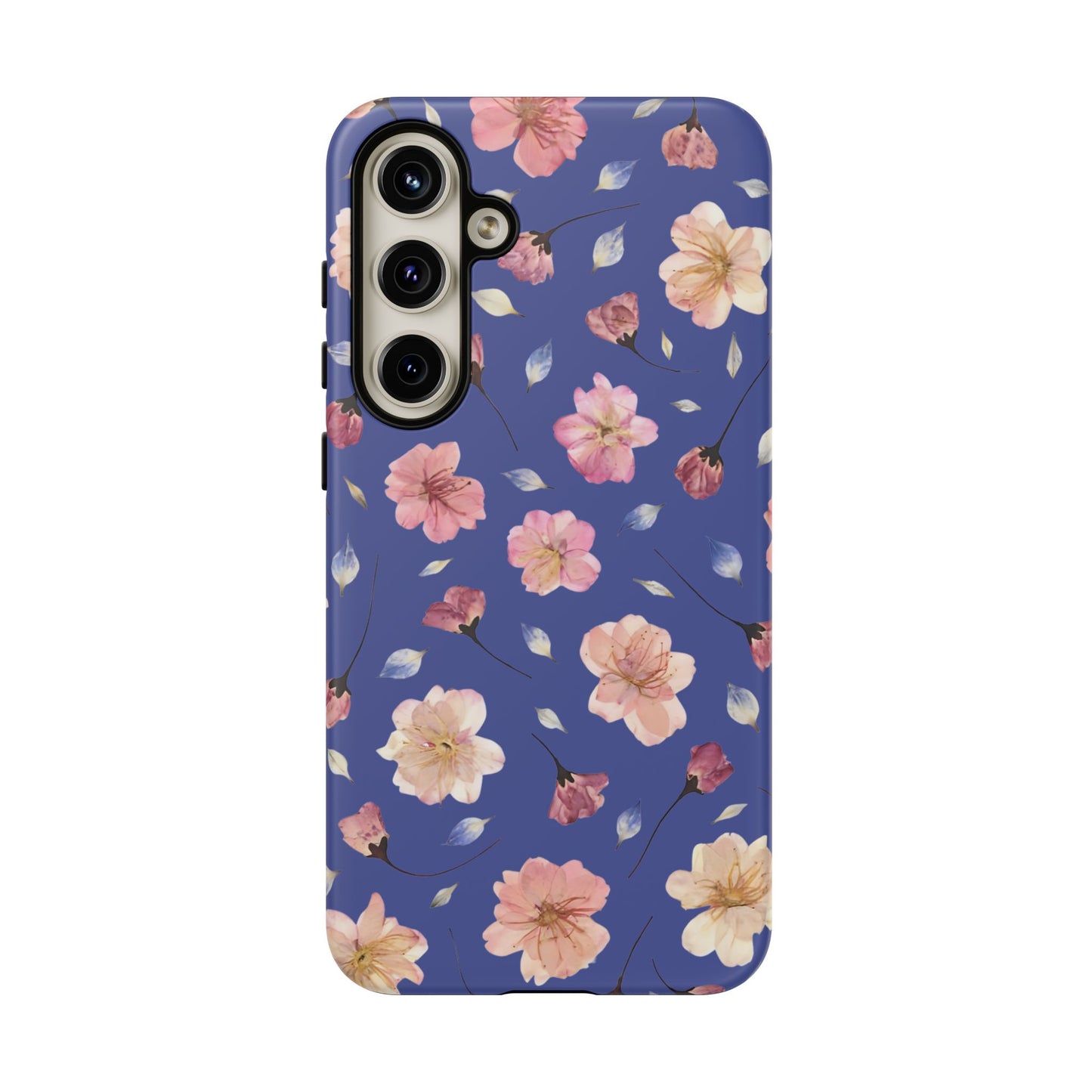Coque Téléphone Samsung, iPhone & Google Pixel Renforcée Mate – Design Floral Fleurs de Cerisier sur Fond Bleu Encre | Protection Antichoc | Idée Cadeau Pour Elle