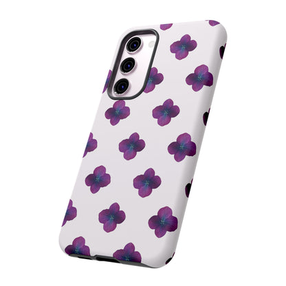 Coque Téléphone Samsung, iPhone & Google Pixel Renforcée Mate – Design Floral Epuré Fleurs de Hortensia sur Fond Blanc Perlé | Protection Antichoc | Idée Cadeau Anniversaire