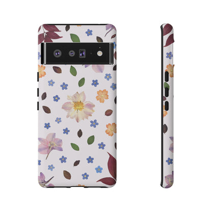 Coque Téléphone Samsung, iPhone & Google Pixel Renforcée Mate – Design Floral Féminin sur Fond Blanc Perlé | Protection Antichoc | Idée Cadeau Anniverssaire