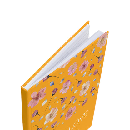 Carnet de Self Love Journaling Floral | Journal Intime "Amour de Soi" et Bien-être au Quotidien | Couverture Couleur Orange Safrané