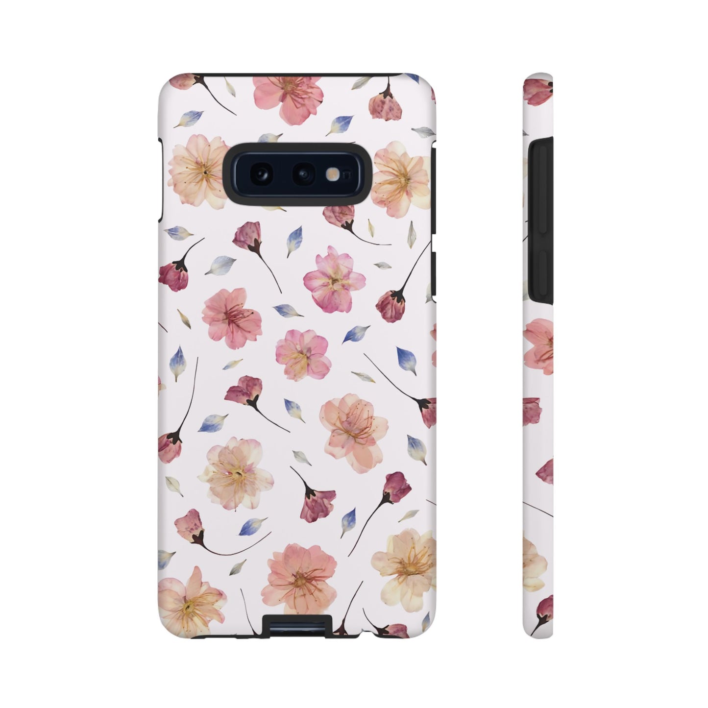 Coque Téléphone Samsung, iPhone & Google Pixel Renforcée Mate – Design Floral Fleurs de Cerisier sur Fond Blanc Poudré | Protection Antichoc | Idée Cadeau Femme