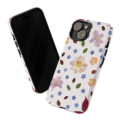 Coque Téléphone Samsung, iPhone & Google Pixel Renforcée Mate – Design Floral Féminin sur Fond Blanc Perlé | Protection Antichoc | Idée Cadeau Anniverssaire