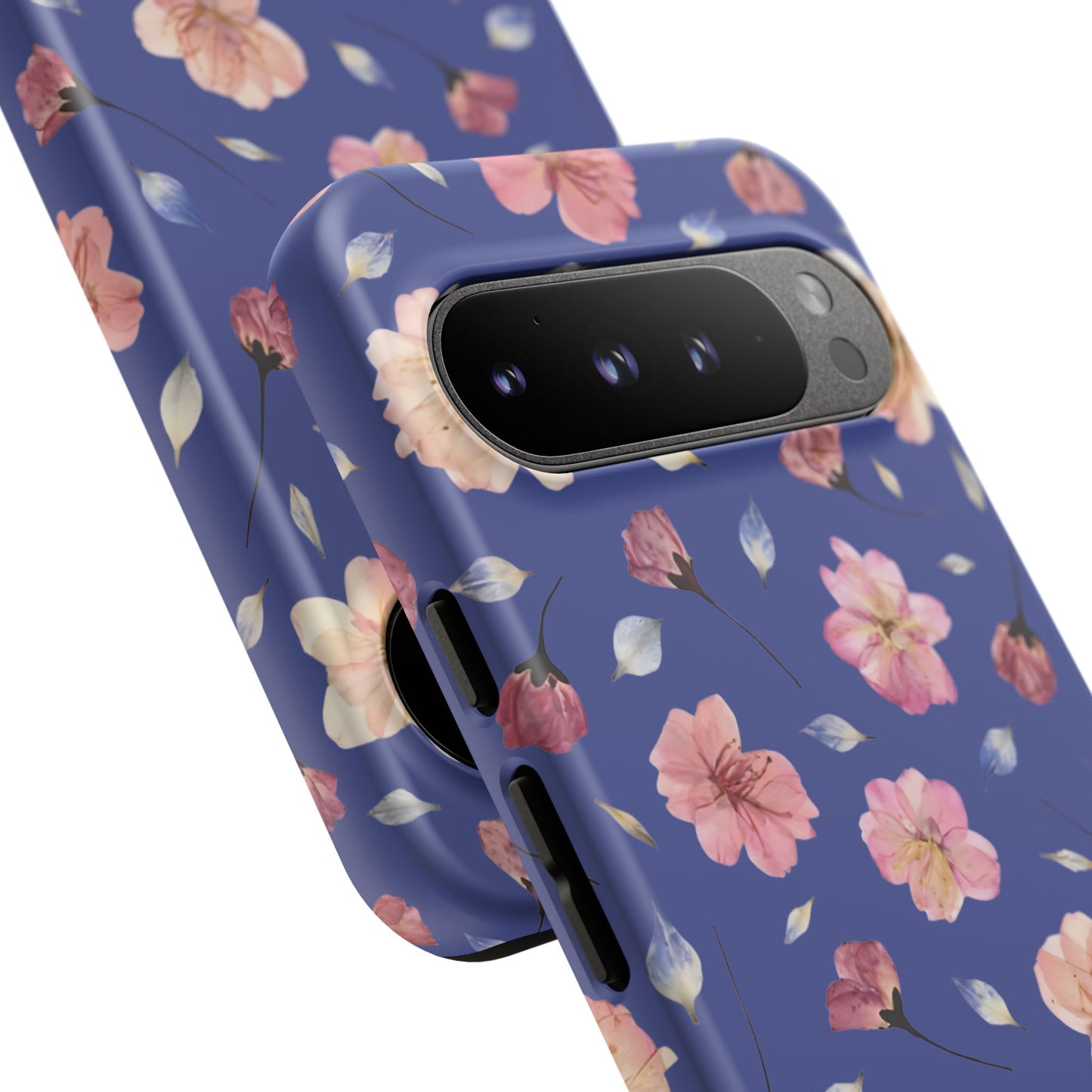 Coque Téléphone Samsung, iPhone & Google Pixel Renforcée Mate – Design Floral Fleurs de Cerisier sur Fond Bleu Encre | Protection Antichoc | Idée Cadeau Pour Elle