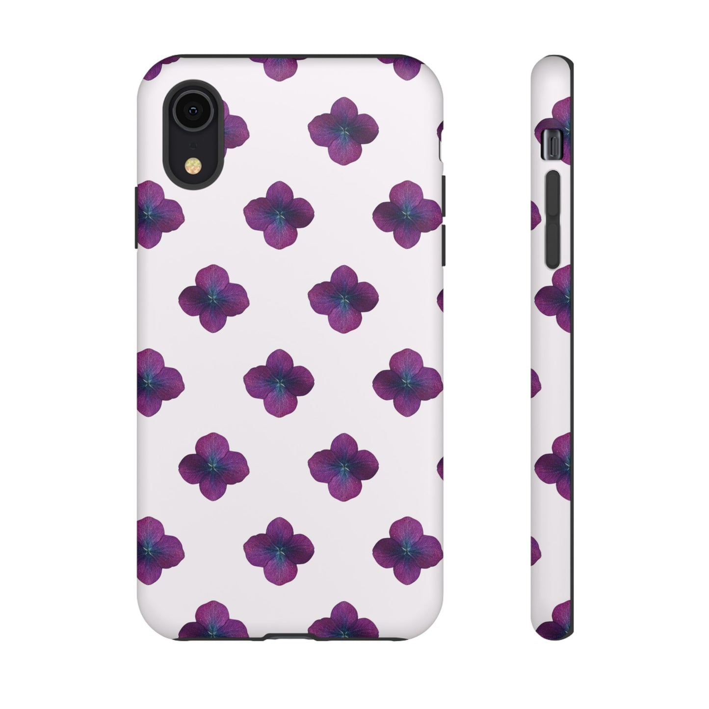 Coque Téléphone Samsung, iPhone & Google Pixel Renforcée Mate – Design Floral Epuré Fleurs de Hortensia sur Fond Blanc Perlé | Protection Antichoc | Idée Cadeau Anniversaire