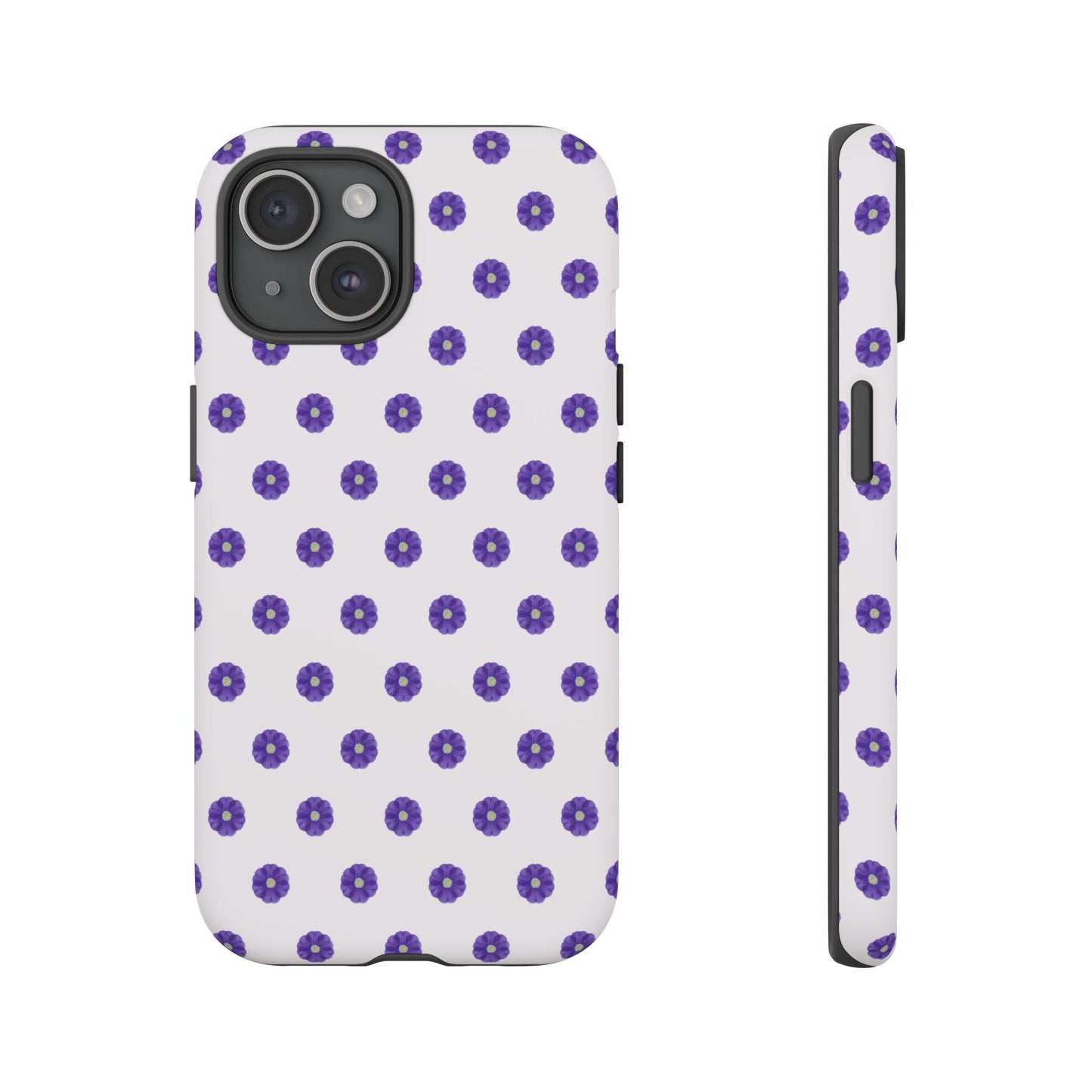 Coque Téléphone Samsung, iPhone & Google Pixel Renforcée Mate – Design Botanique Epuré Fleurs de Primevère sur Fond Blanc Perlé | Protection Antichoc | Idée Cadeau Femme