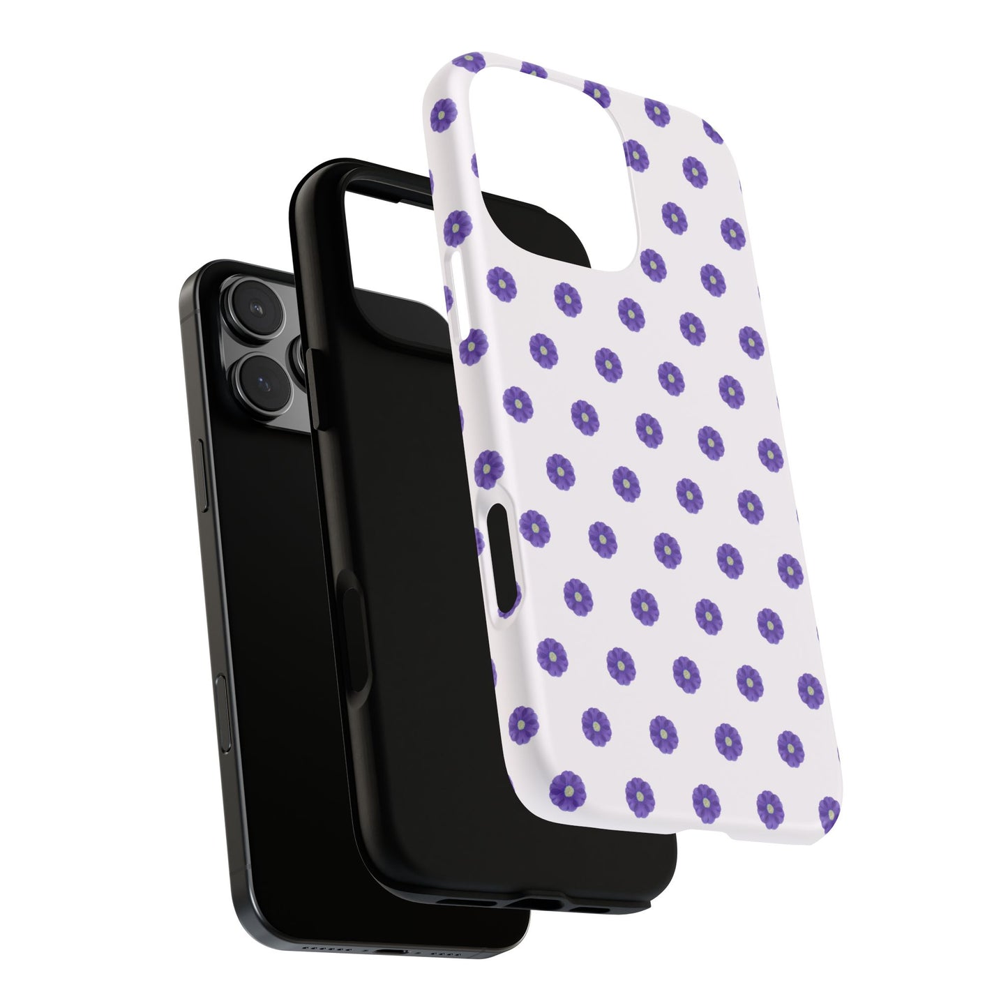 Coque Téléphone Samsung, iPhone & Google Pixel Renforcée Mate – Design Botanique Epuré Fleurs de Primevère sur Fond Blanc Perlé | Protection Antichoc | Idée Cadeau Femme