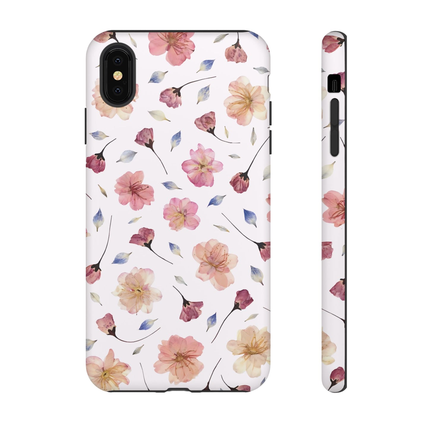 Coque Téléphone Samsung, iPhone & Google Pixel Renforcée Mate – Design Floral Fleurs de Cerisier sur Fond Blanc Poudré | Protection Antichoc | Idée Cadeau Femme