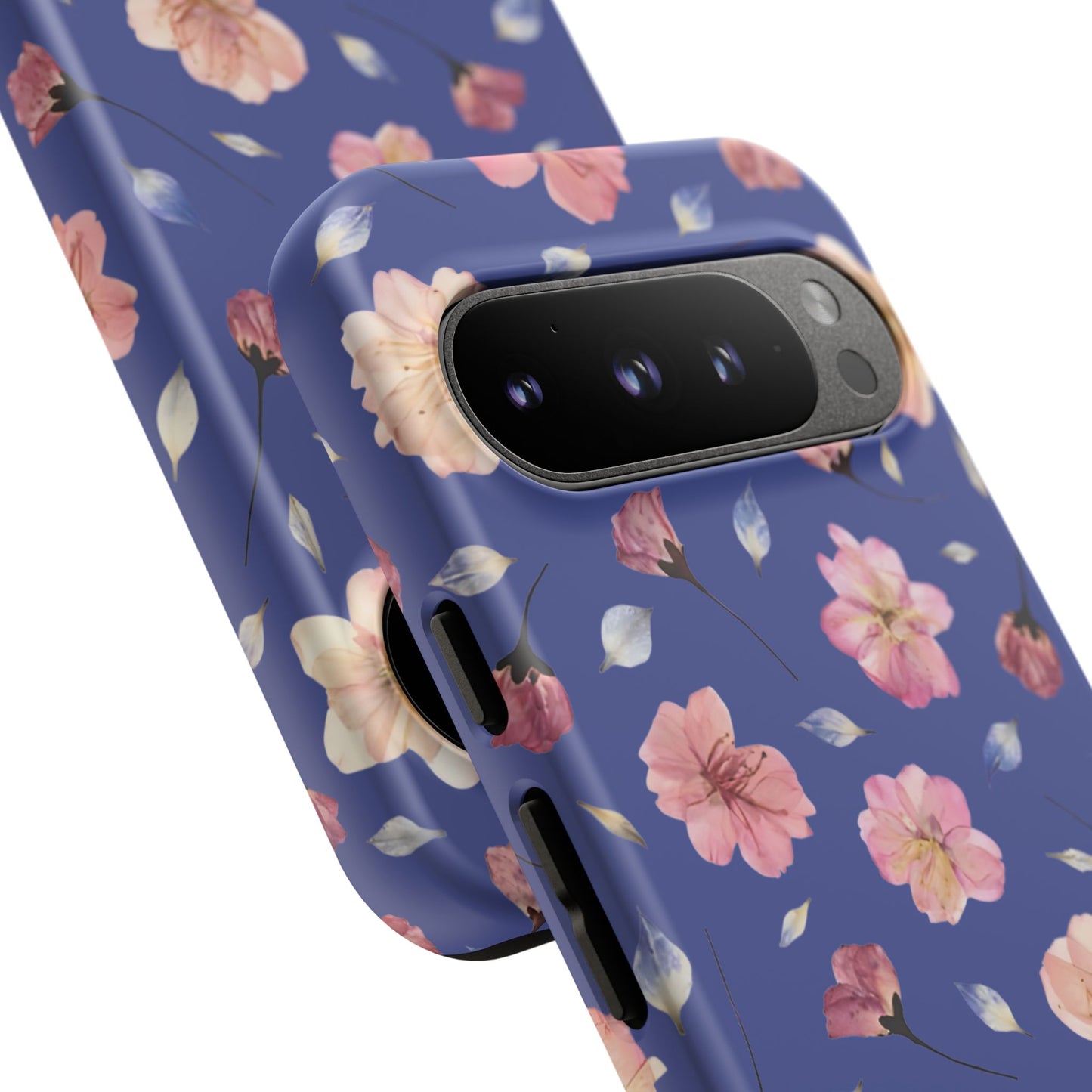Coque Téléphone Samsung, iPhone & Google Pixel Renforcée Mate – Design Floral Fleurs de Cerisier sur Fond Bleu Encre | Protection Antichoc | Idée Cadeau Pour Elle