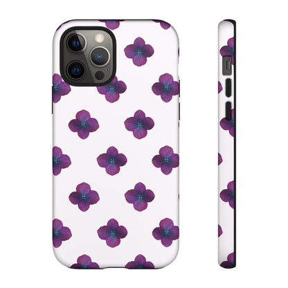 Coque Téléphone Samsung, iPhone & Google Pixel Renforcée Mate – Design Floral Epuré Fleurs de Hortensia sur Fond Blanc Perlé | Protection Antichoc | Idée Cadeau Anniversaire