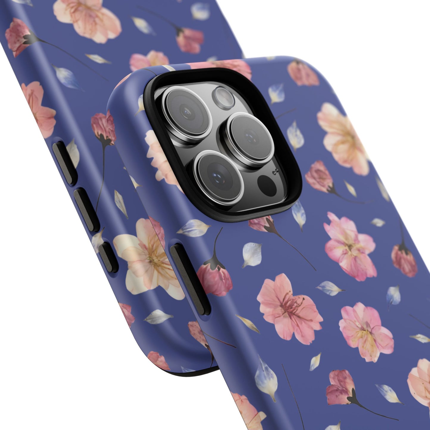 Coque Téléphone Samsung, iPhone & Google Pixel Renforcée Mate – Design Floral Fleurs de Cerisier sur Fond Bleu Encre | Protection Antichoc | Idée Cadeau Pour Elle