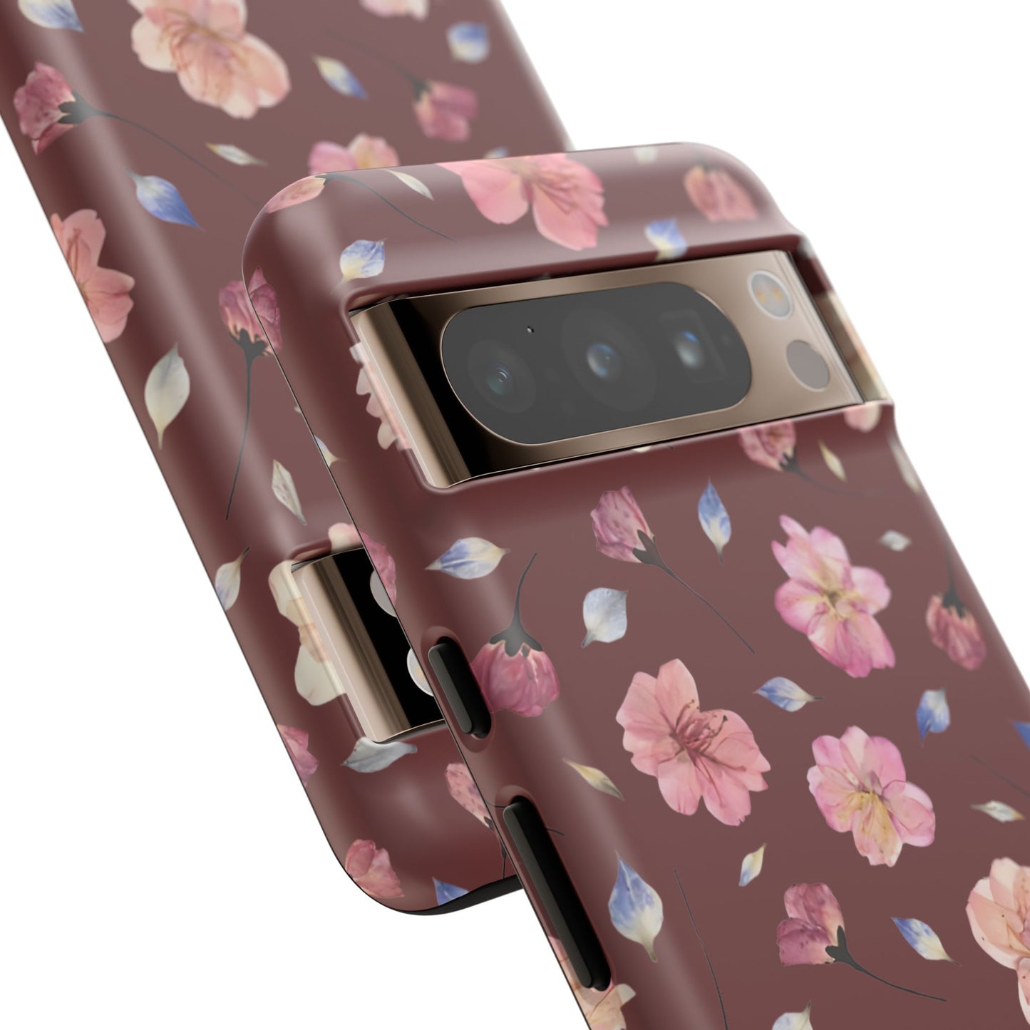 Coque Téléphone Samsung, iPhone & Google Pixel Renforcée Mate – Design Floral Fleurs de Cerisier sur Fond Bordeaux | Protection Antichoc | Idée Cadeau Pour Elle