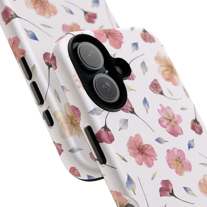 Coque Téléphone Samsung, iPhone & Google Pixel Renforcée Mate – Design Floral Fleurs de Cerisier sur Fond Blanc Poudré | Protection Antichoc | Idée Cadeau Femme