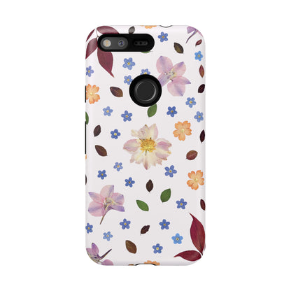Coque Téléphone Samsung, iPhone & Google Pixel Renforcée Mate – Design Floral Féminin sur Fond Blanc Perlé | Protection Antichoc | Idée Cadeau Anniverssaire