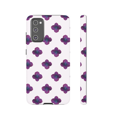 Coque Téléphone Samsung, iPhone & Google Pixel Renforcée Mate – Design Floral Epuré Fleurs de Hortensia sur Fond Blanc Perlé | Protection Antichoc | Idée Cadeau Anniversaire