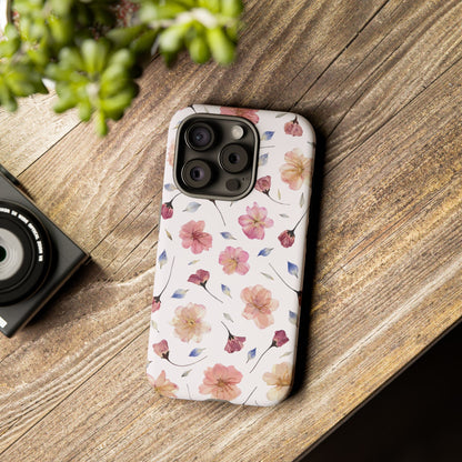 Coque Téléphone Samsung, iPhone & Google Pixel Renforcée Mate – Design Floral Fleurs de Cerisier sur Fond Blanc Poudré | Protection Antichoc | Idée Cadeau Femme