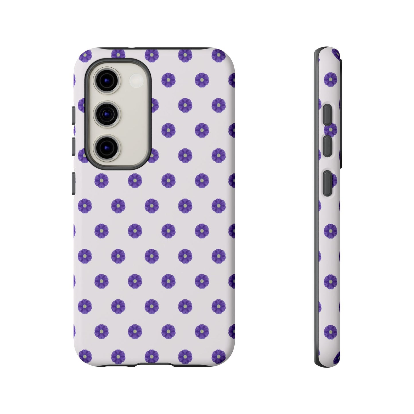 Coque Téléphone Samsung, iPhone & Google Pixel Renforcée Mate – Design Botanique Epuré Fleurs de Primevère sur Fond Blanc Perlé | Protection Antichoc | Idée Cadeau Femme