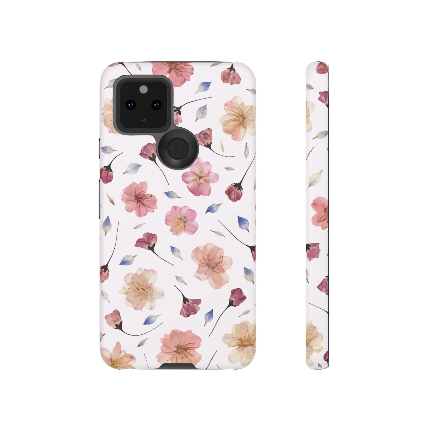 Coque Téléphone Samsung, iPhone & Google Pixel Renforcée Mate – Design Floral Fleurs de Cerisier sur Fond Blanc Poudré | Protection Antichoc | Idée Cadeau Femme