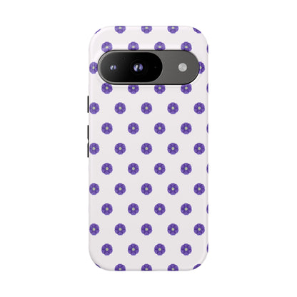 Coque Téléphone Samsung, iPhone & Google Pixel Renforcée Mate – Design Botanique Epuré Fleurs de Primevère sur Fond Blanc Perlé | Protection Antichoc | Idée Cadeau Femme