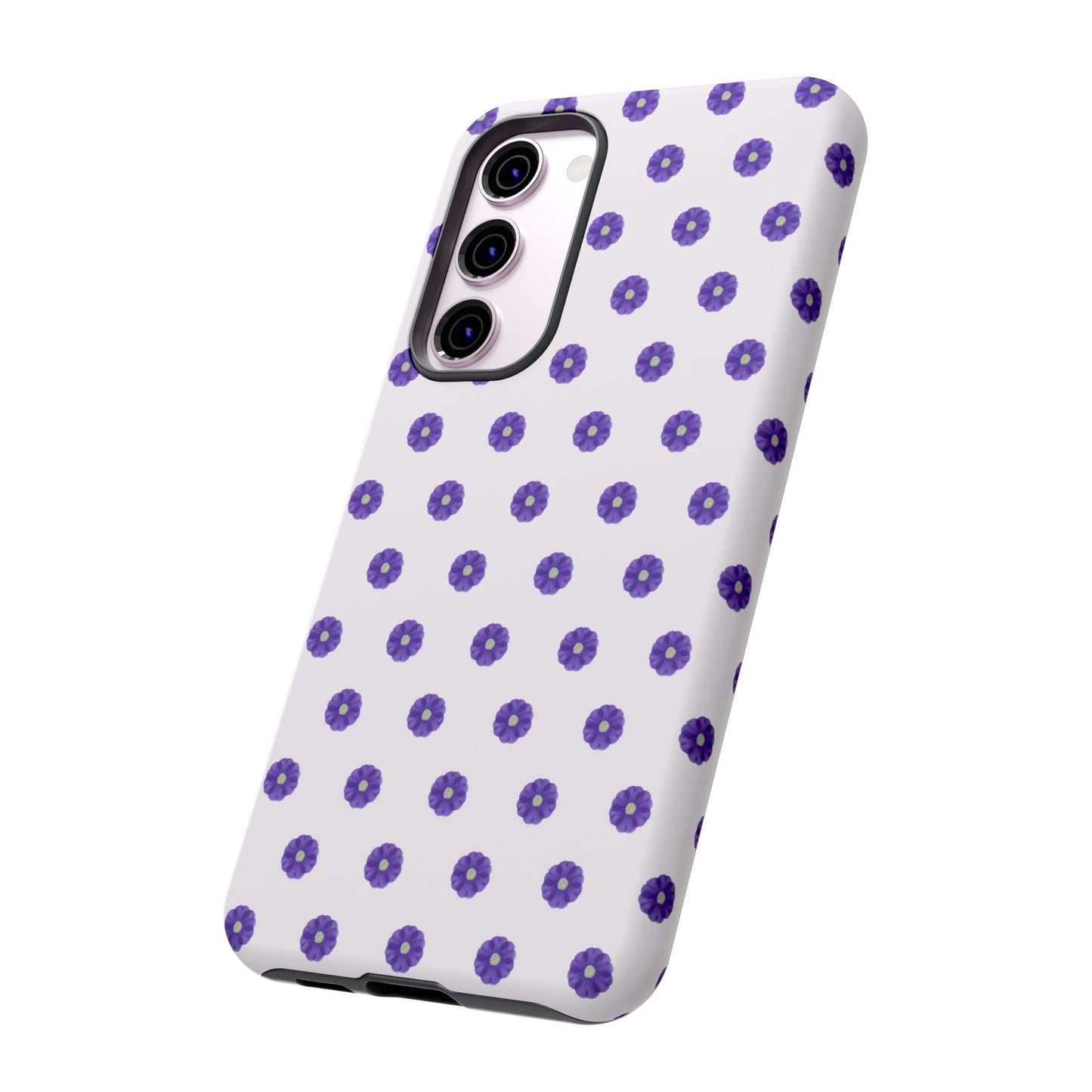 Coque Téléphone Samsung, iPhone & Google Pixel Renforcée Mate – Design Botanique Epuré Fleurs de Primevère sur Fond Blanc Perlé | Protection Antichoc | Idée Cadeau Femme