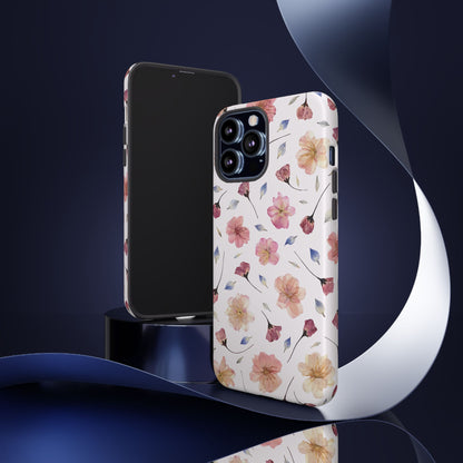 Coque Téléphone Samsung, iPhone & Google Pixel Renforcée Mate – Design Floral Fleurs de Cerisier sur Fond Blanc Poudré | Protection Antichoc | Idée Cadeau Femme