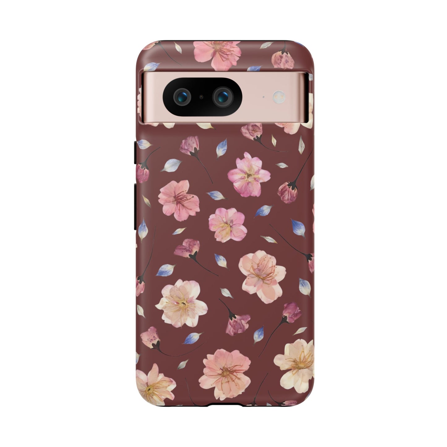 Coque Téléphone Samsung, iPhone & Google Pixel Renforcée Mate – Design Floral Fleurs de Cerisier sur Fond Bordeaux | Protection Antichoc | Idée Cadeau Pour Elle
