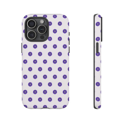 Coque Téléphone Samsung, iPhone & Google Pixel Renforcée Mate – Design Botanique Epuré Fleurs de Primevère sur Fond Blanc Perlé | Protection Antichoc | Idée Cadeau Femme