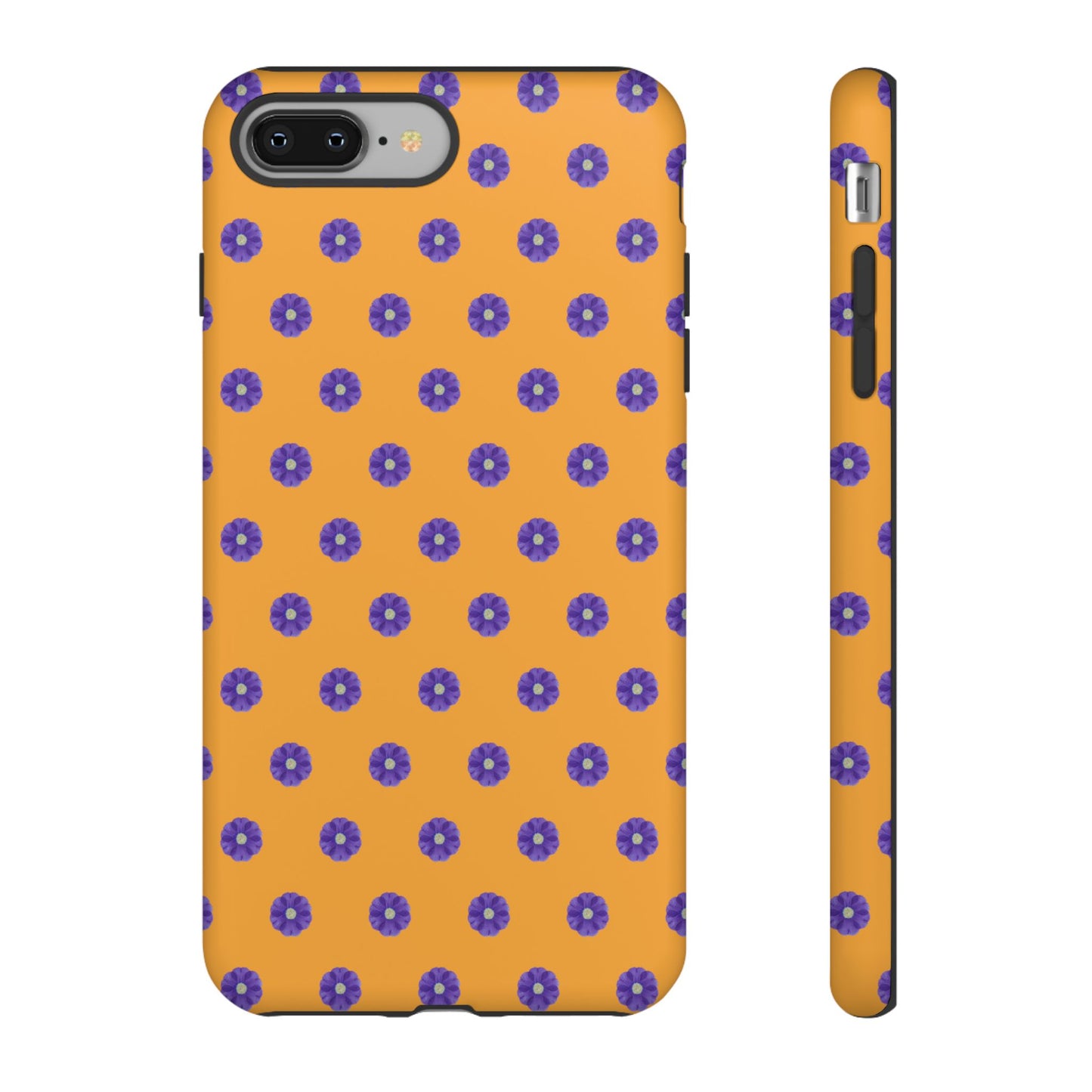 Coque Téléphone Samsung, iPhone & Google Pixel Renforcée Mate – Design Botanique Epuré Fleurs de Primevère sur Fond Ambre | Protection Antichoc | Idée Cadeau Femme