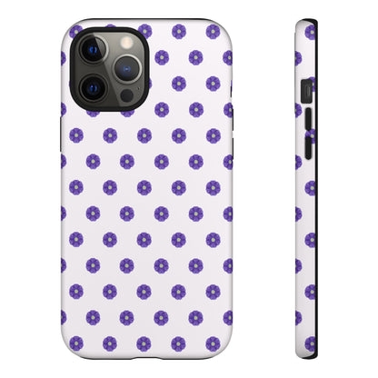 Coque Téléphone Samsung, iPhone & Google Pixel Renforcée Mate – Design Botanique Epuré Fleurs de Primevère sur Fond Blanc Perlé | Protection Antichoc | Idée Cadeau Femme