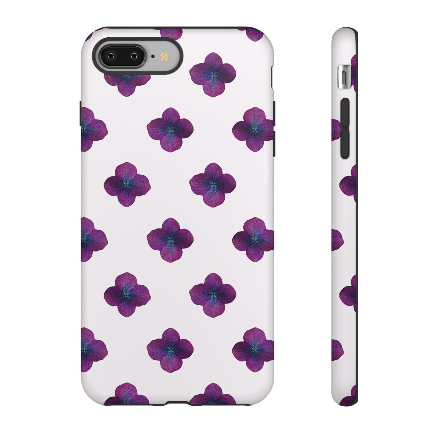 Coque Téléphone Samsung, iPhone & Google Pixel Renforcée Mate – Design Floral Epuré Fleurs de Hortensia sur Fond Blanc Perlé | Protection Antichoc | Idée Cadeau Anniversaire