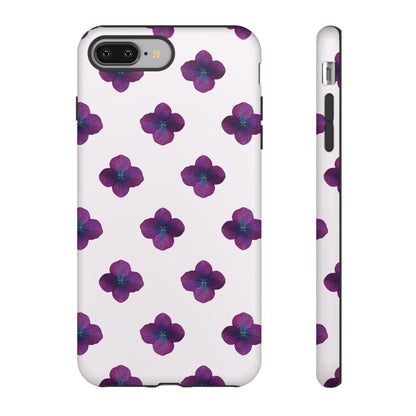 Coque Téléphone Samsung, iPhone & Google Pixel Renforcée Mate – Design Floral Epuré Fleurs de Hortensia sur Fond Blanc Perlé | Protection Antichoc | Idée Cadeau Anniversaire