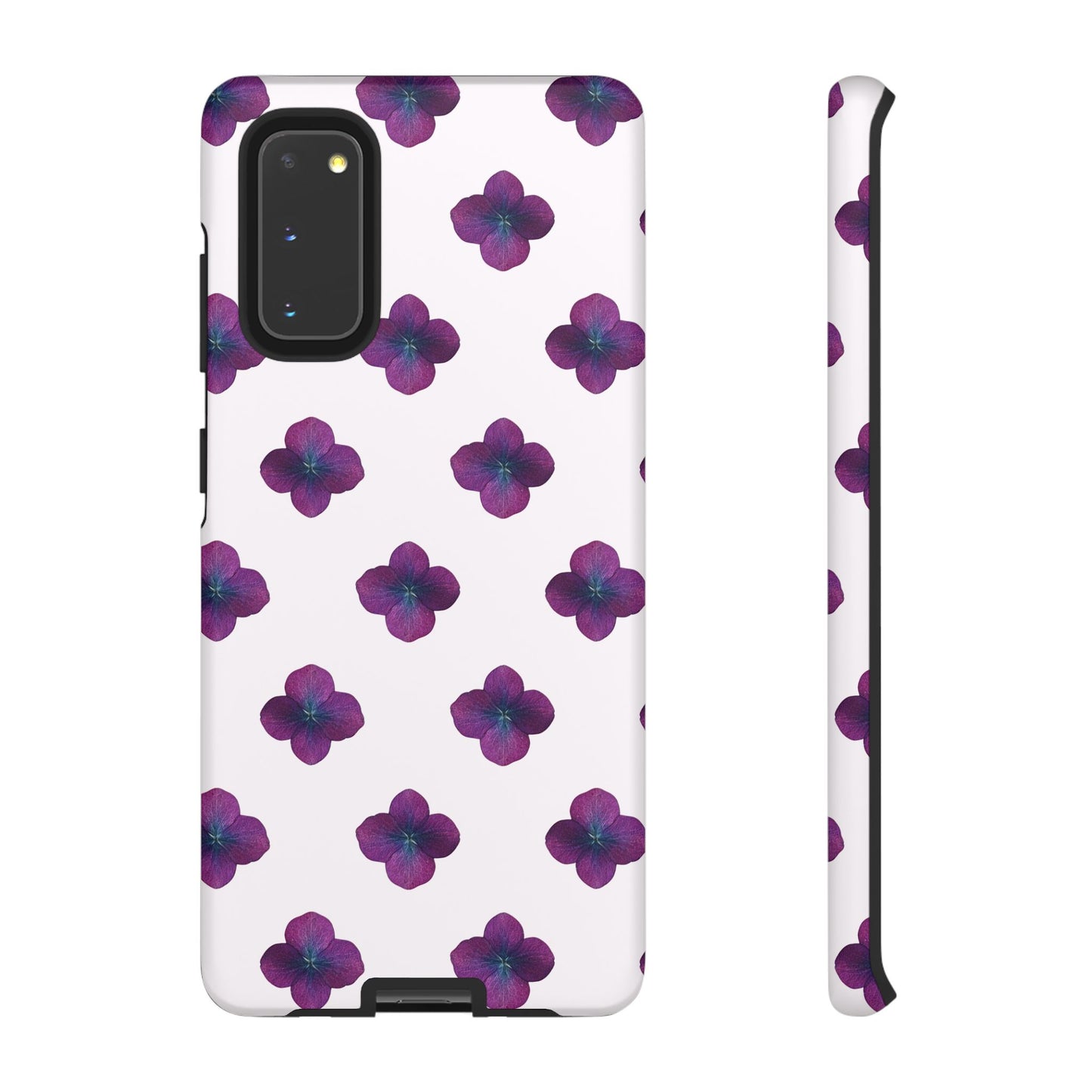 Coque Téléphone Samsung, iPhone & Google Pixel Renforcée Mate – Design Floral Epuré Fleurs de Hortensia sur Fond Blanc Perlé | Protection Antichoc | Idée Cadeau Anniversaire