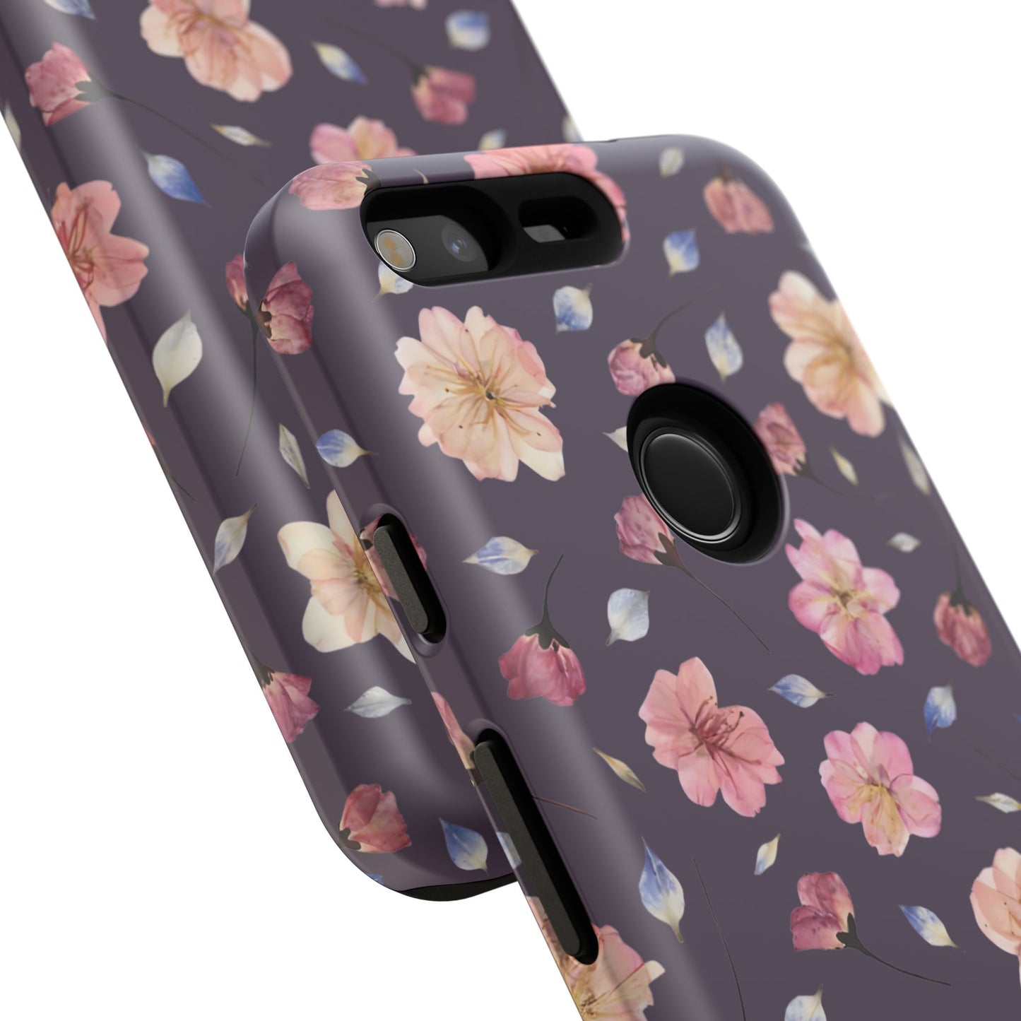 Coque Téléphone Samsung, iPhone & Google Pixel Renforcée Mate – Design Floral Fleurs de Cerisier sur Fond Couleur Prune | Protection Antichoc | Idée Cadeau Femme