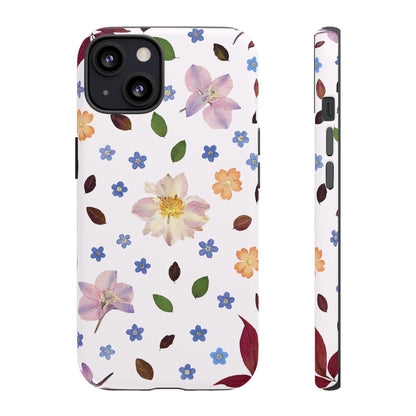 Coque Téléphone Samsung, iPhone & Google Pixel Renforcée Mate – Design Floral Féminin sur Fond Blanc Perlé | Protection Antichoc | Idée Cadeau Anniverssaire