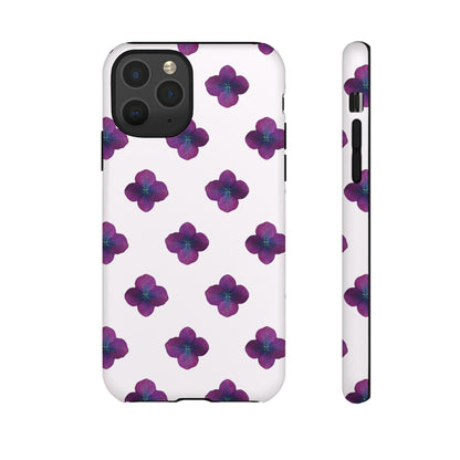 Coque Téléphone Samsung, iPhone & Google Pixel Renforcée Mate – Design Floral Epuré Fleurs de Hortensia sur Fond Blanc Perlé | Protection Antichoc | Idée Cadeau Anniversaire