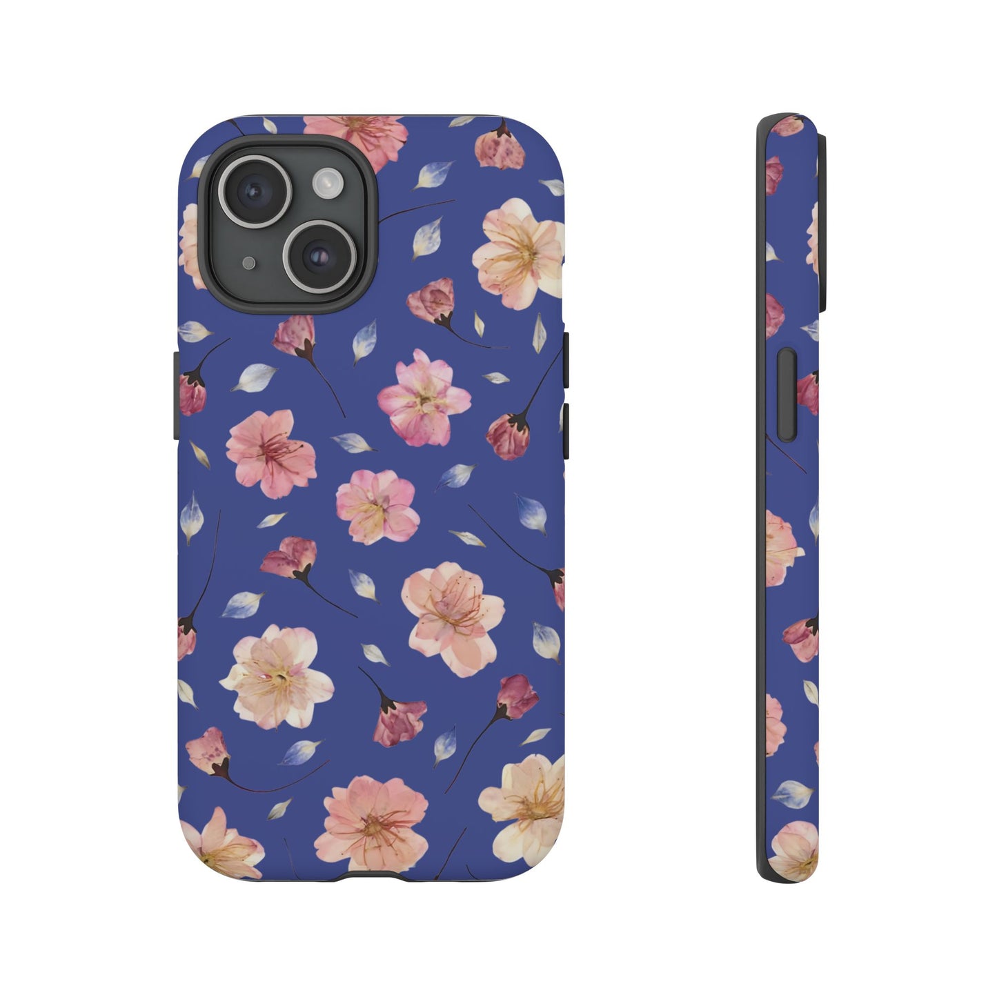 Coque Téléphone Samsung, iPhone & Google Pixel Renforcée Mate – Design Floral Fleurs de Cerisier sur Fond Bleu Encre | Protection Antichoc | Idée Cadeau Pour Elle